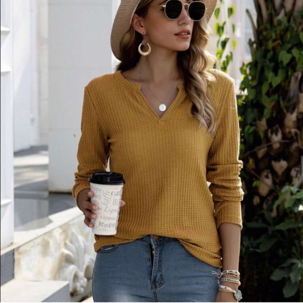 Waffle Knit Mustard Fall Basic - image 1